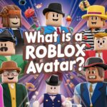 Colorful and diverse Roblox avatars showcasing different styles and customization options, with the title 'What is a Roblox Avatar?' in bold, playful font