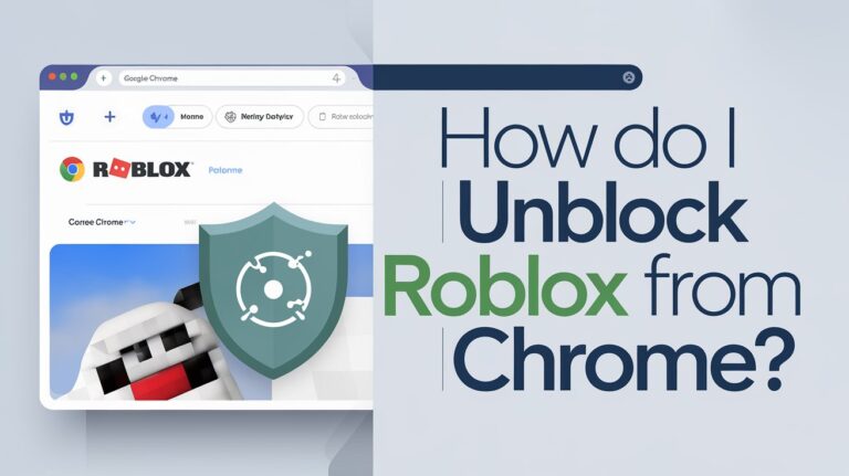 Image showing Google Chrome with Roblox website open and VPN shield icon, representing methods to unblock Roblox on restricted networks.